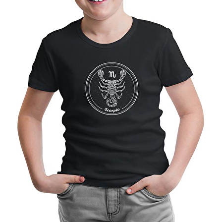 Burç - Scorpio M Siyah Çocuk Tshirt
