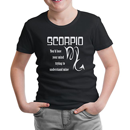 Burç - Scorpio Lose Mind Siyah Çocuk Tshirt