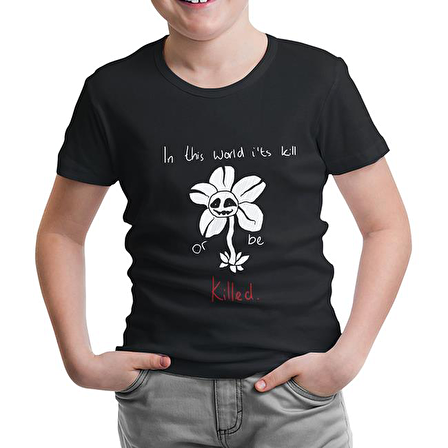 Undertale - Or be Killed Siyah Çocuk Tshirt