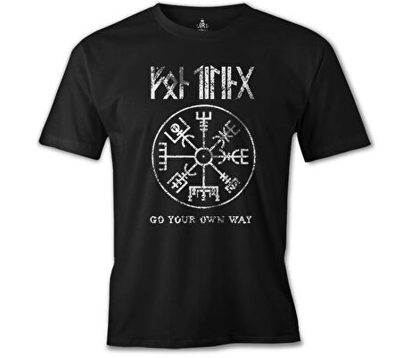 Vikings - Kuzey Pusulası Siyah Erkek Tshirt