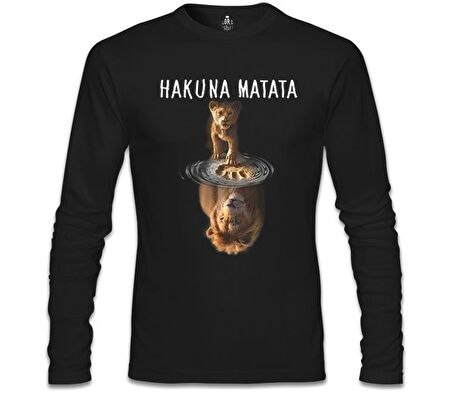 Hakuna Matata - Aslan Siyah Erkek Sweatshirt