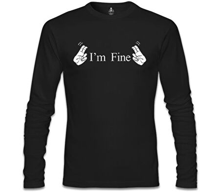 I am Fine Siyah Erkek Sweatshirt