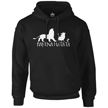 Hakuna Matata - DonT Siyah Erkek Fermuarsız Kapşonlu