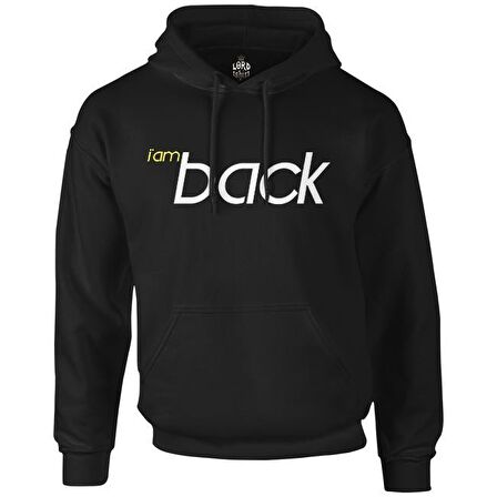 I am Back Siyah Erkek Fermuarsız Kapşonlu