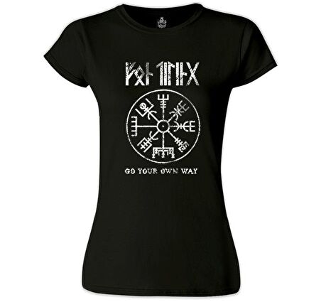 Vikings - Kuzey Pusulası Siyah Kadın Tshirt