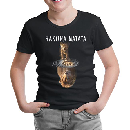 Hakuna Matata - Aslan Siyah Çocuk Tshirt