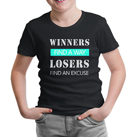 Winners Find a Way Siyah Çocuk Tshirt