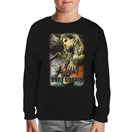 Kurt Cobain Siyah Çocuk Sweatshirt