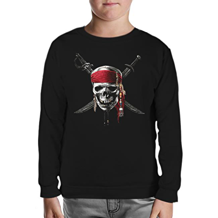 Pirates of Caribbean Kurukafa Siyah Çocuk Sweatshirt
