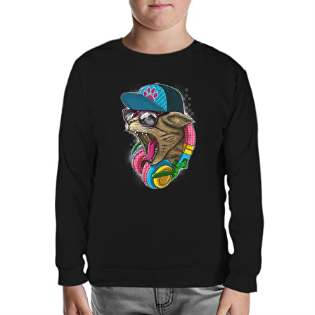 Catphone Müzik  Siyah Çocuk Sweatshirt