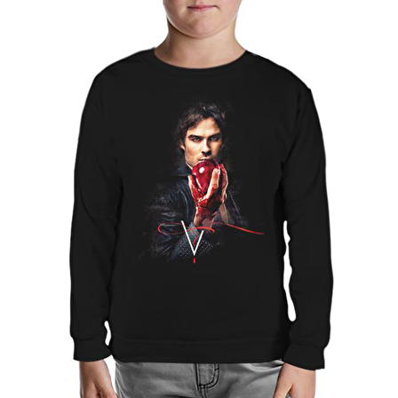 Vampire Diaries - Damon Siyah Çocuk Sweatshirt