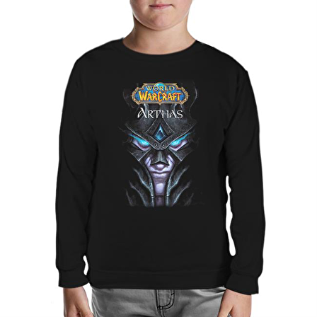 World Warcraft - Arthas Siyah Çocuk Sweatshirt
