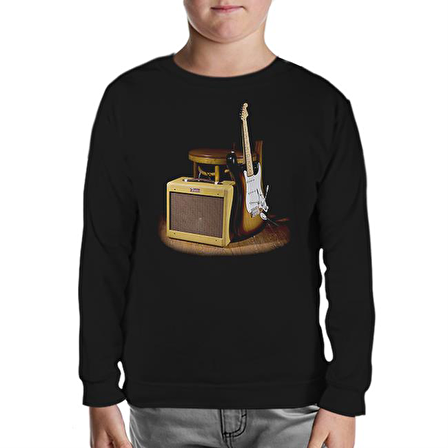 Fender and the Rock 'n Roll Siyah Çocuk Sweatshirt