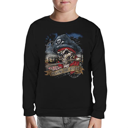 Kurukafa - Korsan Siyah Çocuk Sweatshirt