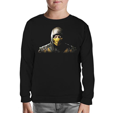 Mortal Combat - Scorpion Siyah Çocuk Sweatshirt