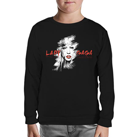 Lady Gaga - Face Siyah Çocuk Sweatshirt
