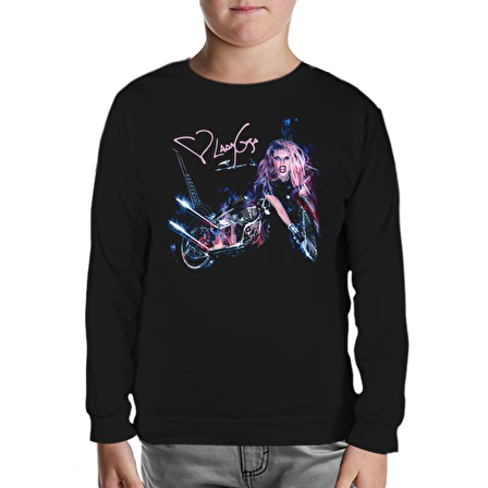Lady Gaga - Motorcycle Siyah Çocuk Sweatshirt