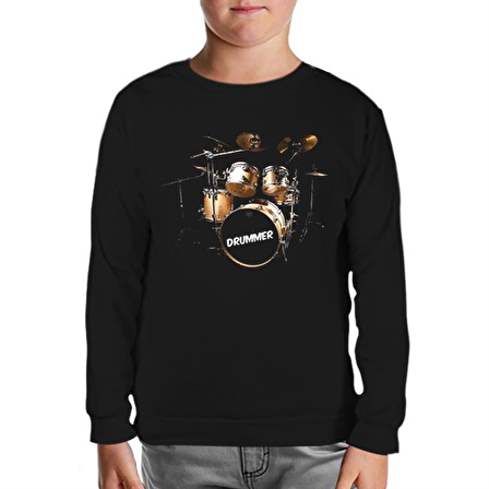 Drummer Siyah Çocuk Sweatshirt