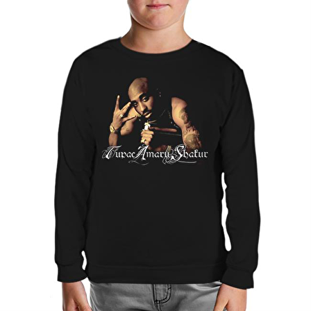 Tupac Shakur Siyah Çocuk Sweatshirt