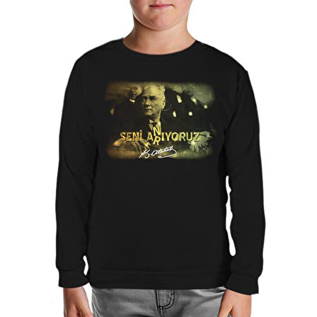 Atatürk Siyah Çocuk Sweatshirt