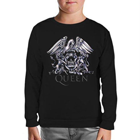 Queen Logo Siyah Çocuk Sweatshirt