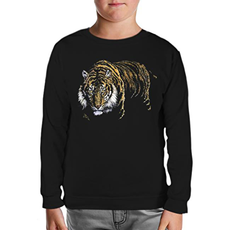 Kaplan Siyah Çocuk Sweatshirt