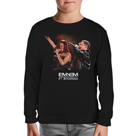 Eminem ft. Rihanna Siyah Çocuk Sweatshirt