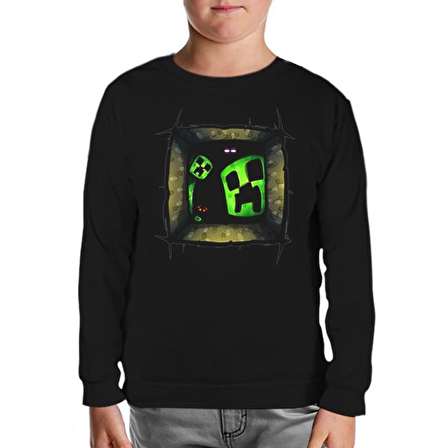 Minecraft 5 Siyah Çocuk Sweatshirt