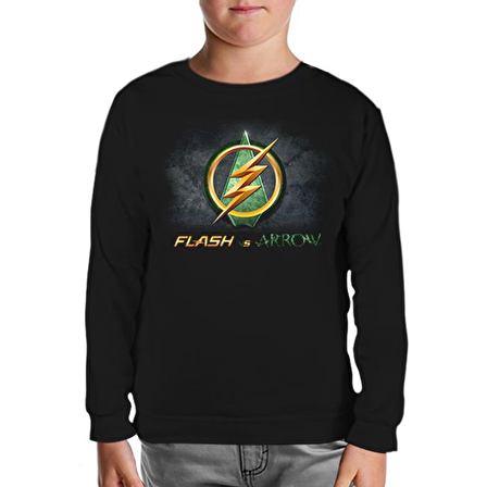 Flash vs Arrow Siyah Çocuk Sweatshirt