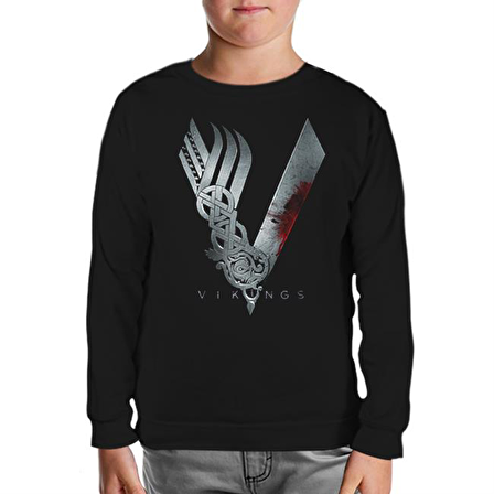 Vikings Siyah Çocuk Sweatshirt