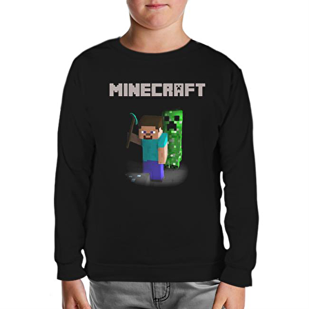 Minecraft - 7 Siyah Çocuk Sweatshirt
