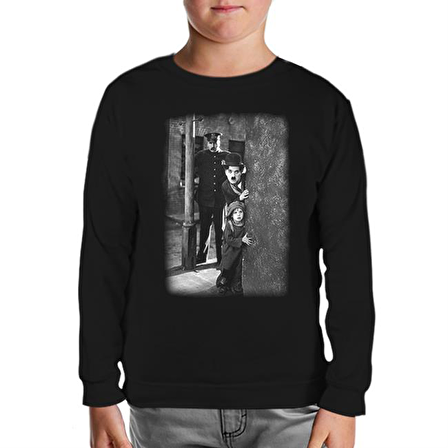 Charlie Chaplin Siyah Çocuk Sweatshirt