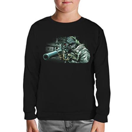Call of Duty - Ghosts 2 Siyah Çocuk Sweatshirt