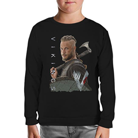 Vikings - Ragnar Siyah Çocuk Sweatshirt