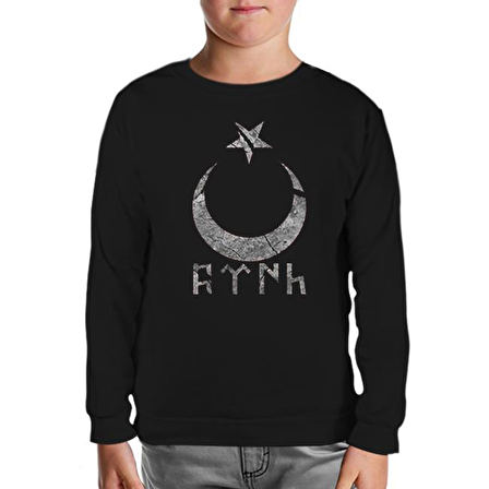 Türk Ay Yıldız Siyah Çocuk Sweatshirt