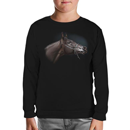 At 6 Siyah Çocuk Sweatshirt