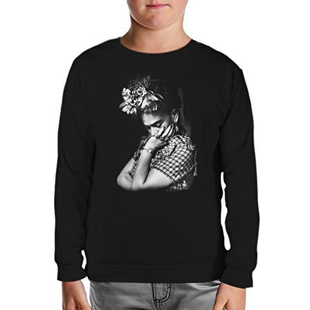 Frida Kahlo Siyah Çocuk Sweatshirt