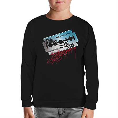Jusdas Priest - British Steel Siyah Çocuk Sweatshirt