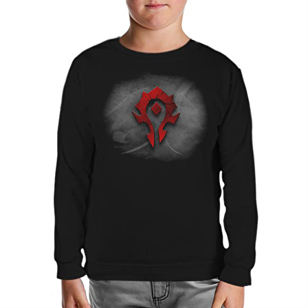 World of Worldcraft - Horde Logo Siyah Çocuk Sweatshirt