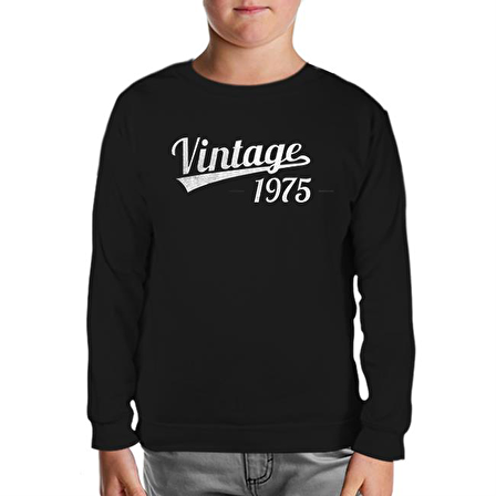 Vintage 1975 Siyah Çocuk Sweatshirt