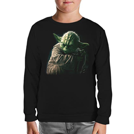 Star Wars - Yoda 3 Siyah Çocuk Sweatshirt