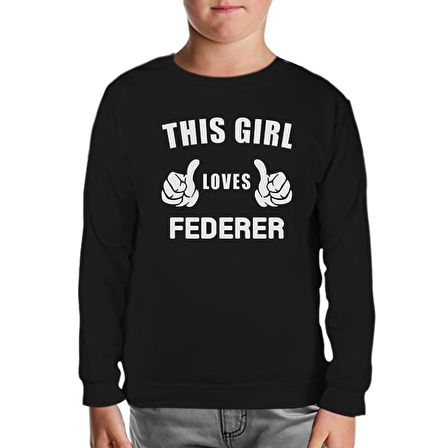 Tenis - Love Federer Siyah Çocuk Sweatshirt