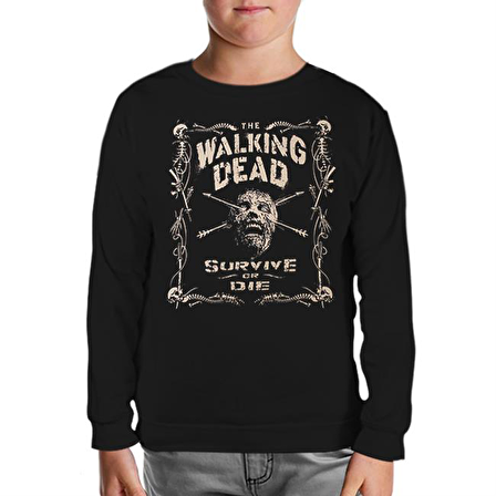 Walking Dead - Survive or Die Siyah Çocuk Sweatshirt