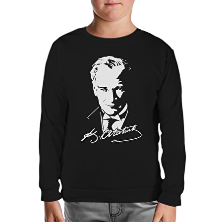 Atatürk - Portre Siyah Çocuk Sweatshirt