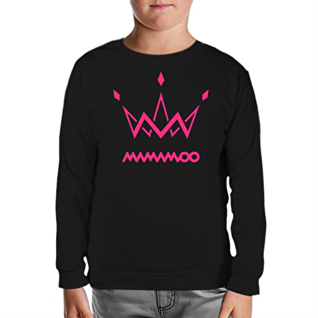 Mamamoo - Logo Crown Siyah Çocuk Sweatshirt