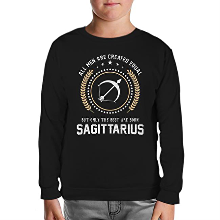 Burç - Sagittarius Siyah Çocuk Sweatshirt