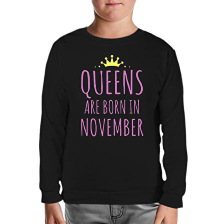 Burç - November Queens Siyah Çocuk Sweatshirt
