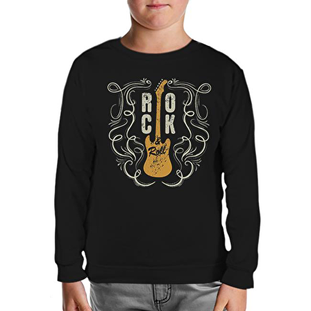Rock 'n Roll Guitar Siyah Çocuk Sweatshirt