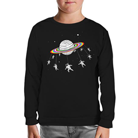 Swing Astronot Siyah Çocuk Sweatshirt