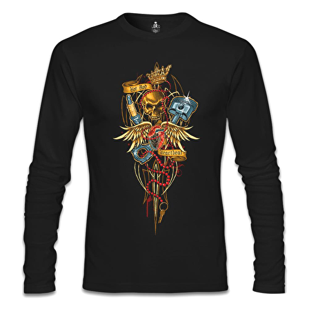 Motosiklet - Heartbeat Siyah Erkek Sweatshirt